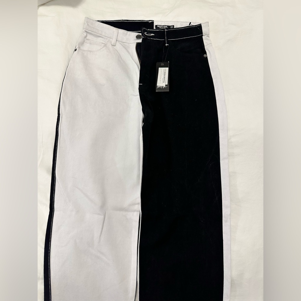 Nasty Gal Two Tone Colour Block Split Hem Jeans NWT
